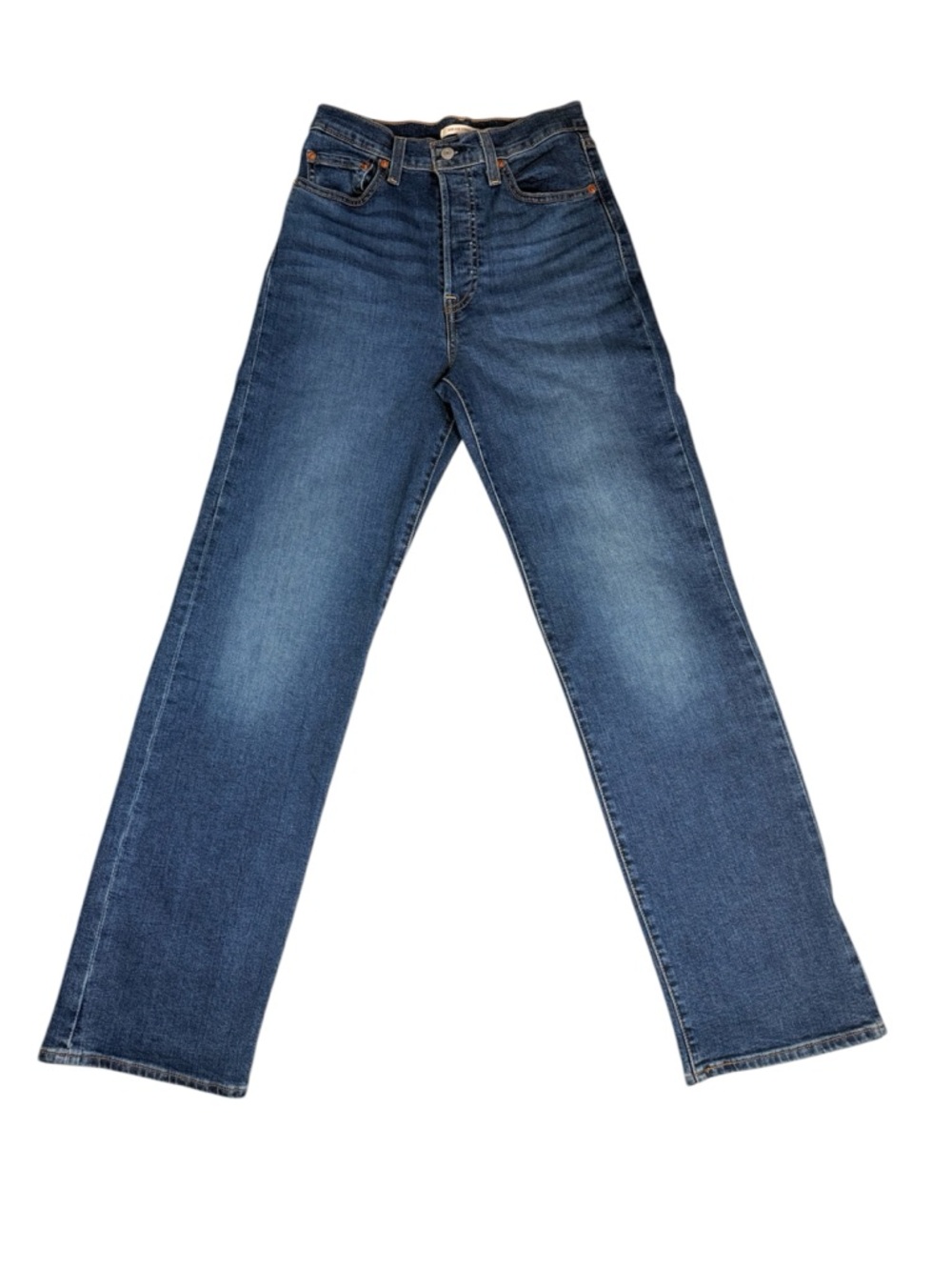 Levi’s Ribcage Straight Jeans Size 28 High Rise Button Fly Medium Wash
